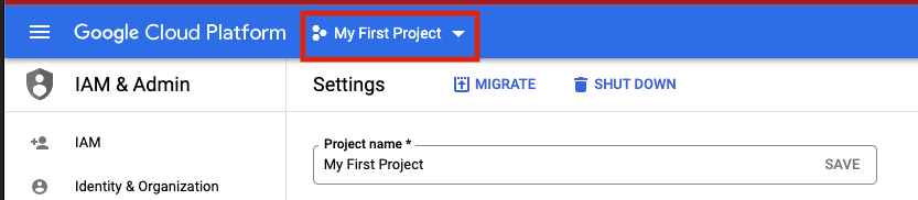Select Project Dropdown